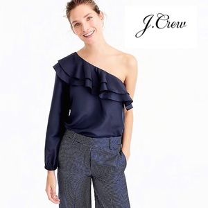 NEW J Crew Off Shoulder Silk Ruffle Poppy …